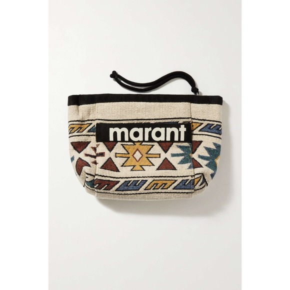 Isabel Marant Handbags - ISABEL MARANT Powden Graphic Jacquard Pouch Clutch Bag Black /Multi